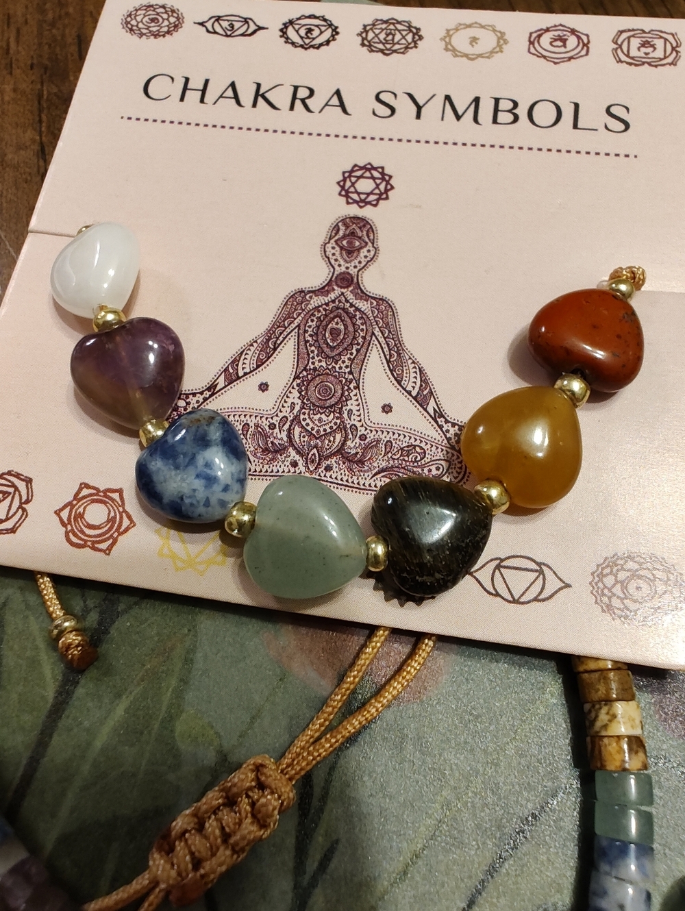 7 Chakra Hearts Gemstone Adjustable Bracelet - Picture 3 of 11